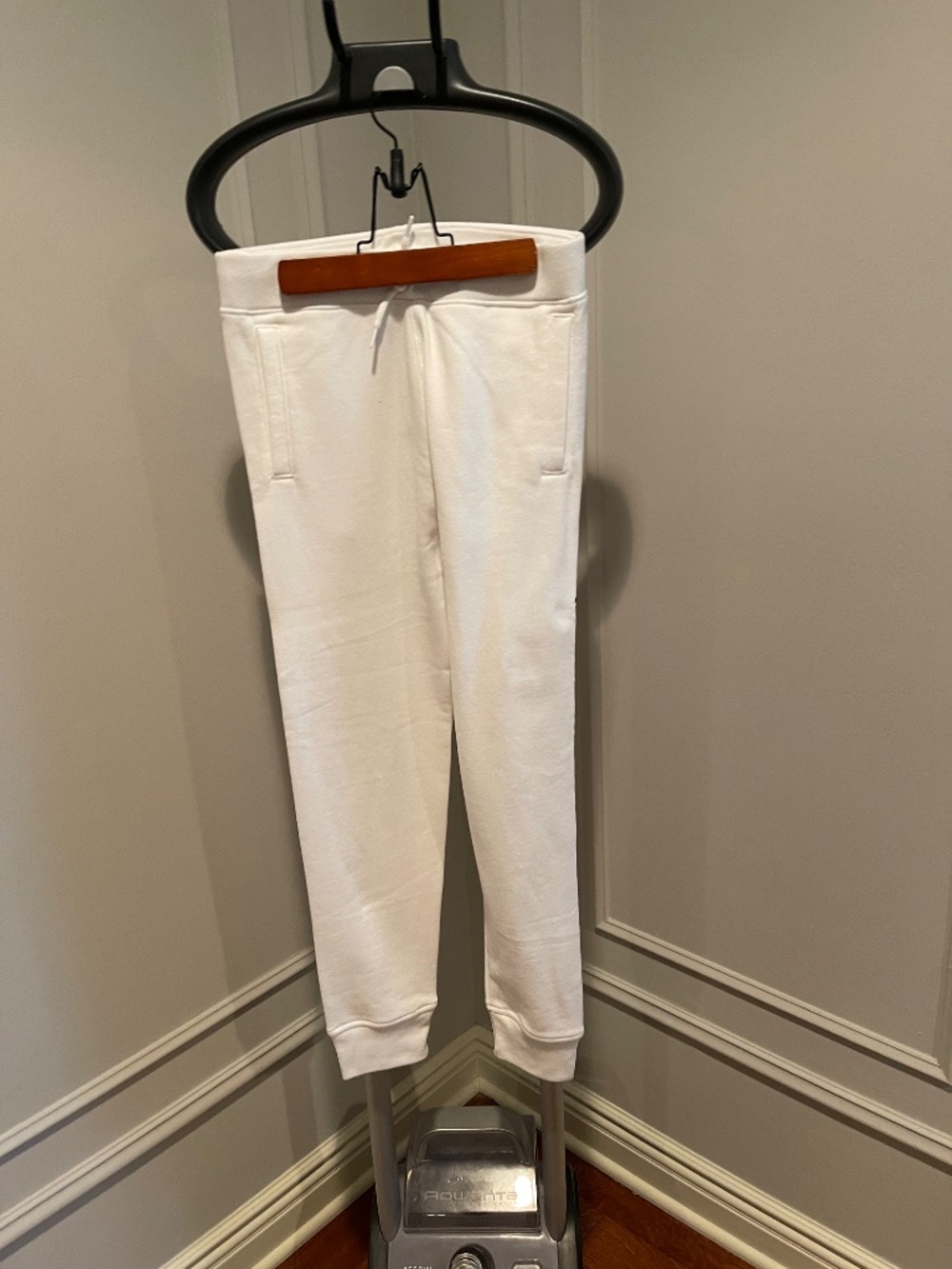 abercrombie kids, white fleece joggers
